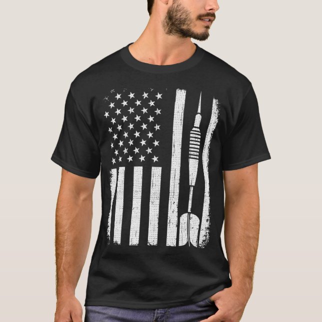 Darts American Flag Funny Darts Gift For Men T-Shirt (Front)