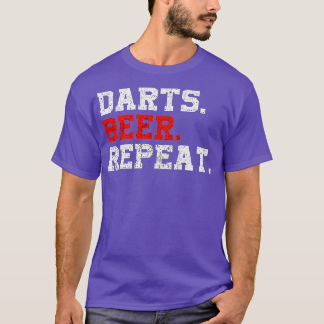 Darts Beer Repeat Dart-Player Funny Drinking T-Shirt (Front)