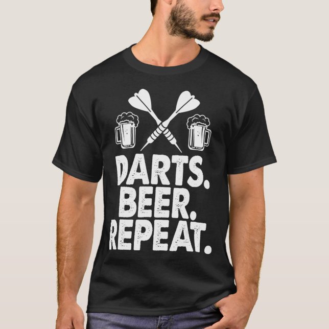 Darts Beer Repeat Player Tee Shirt Funny Dart (Front)