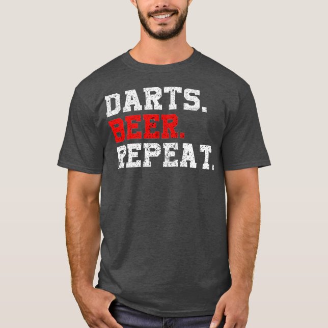 Darts Beer Repeat print Dart-Player Funny T-Shirt (Front)