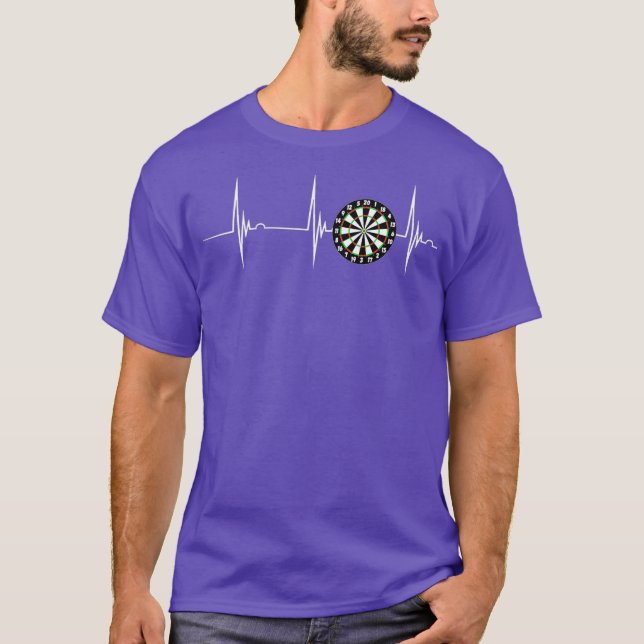 Darts Bullseye Board Heartbeat EKG Pulse T-Shirt (Front)