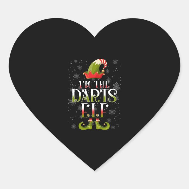 Darts Elf Christmas Heart Sticker (Front)