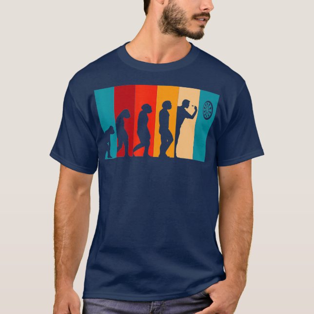 Darts Evolution Funny Retro Dart Players Cool T-Shirt (Front)