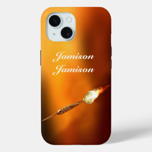 Darts Flaming dart Colourful Background personalis iPhone 15 Case