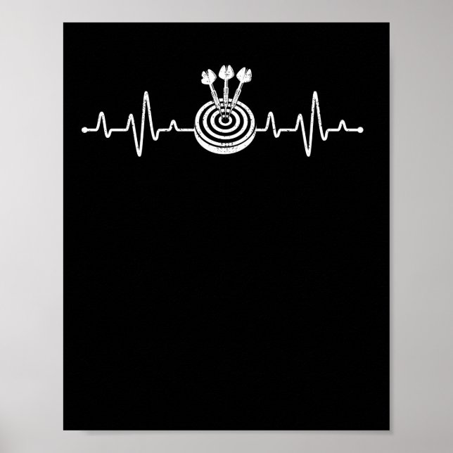 Darts Heartbeat Funny dart player pulse target Poster (Front)