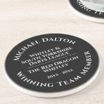Darts League Trophy Sandstone Coaster<br><div class="desc">A sandstone coaster-style trophy to commemorate a Darts League Competition. Personalise to include name,  Club,  Competition,  and date. Unique memento of a special achievement.</div>