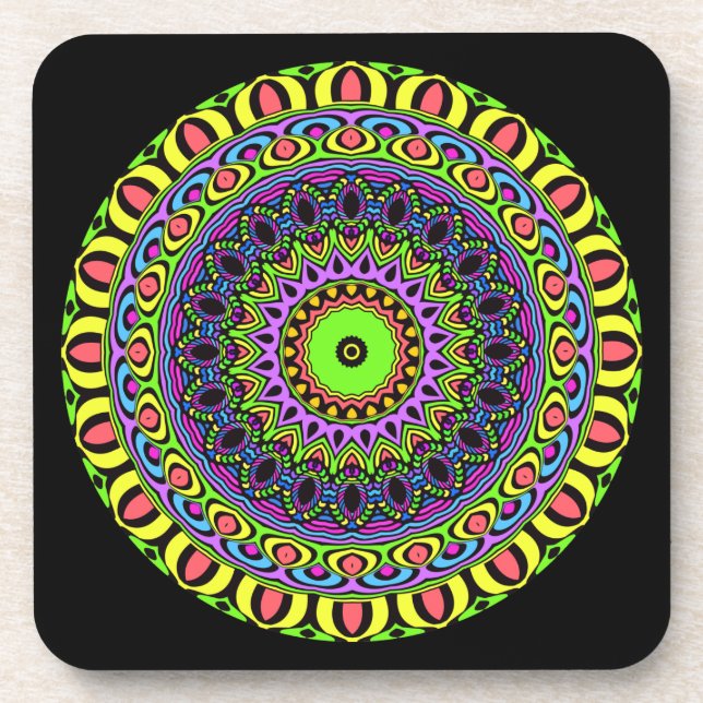 DARTs Mandala - neon 1 Coaster (Front)