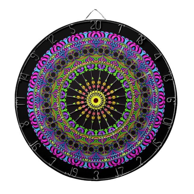 Darts Mandala - neon 2 Dartboard (Front)