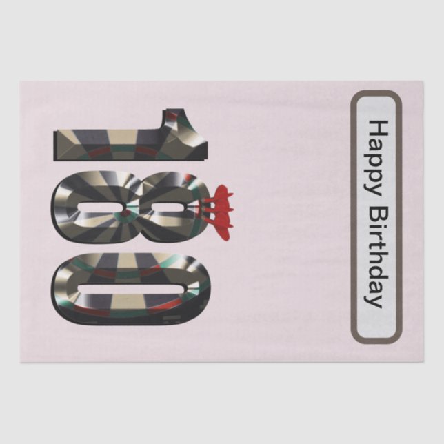 Darts Perfect Score 180, Birthday Tissue Paper (Front)