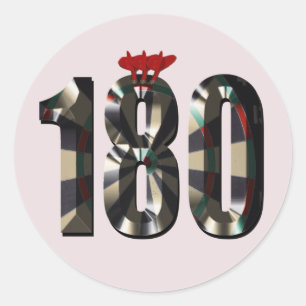 Darts Perfect Score One Hundred And Eighty, Classic Round Sticker