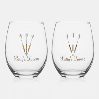 Darts Personalised Stemless Wine Glass