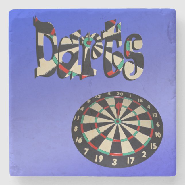 Darts Picture Logo With A Dartboard,   Stone Coaster (Front)