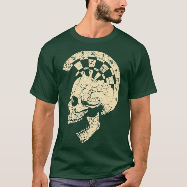 Darts Sport Mohawk Skull T-Shirt (Front)