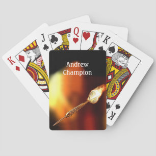 Darts Sport with Flaming Dart personalise Playing Cards