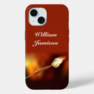 Darts Sports Emphasis Flaming dart personalise iPhone 15 Case
