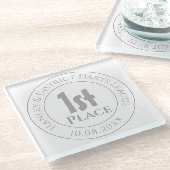 Darts Team Darts Player 1st Prize Trophy Award Glass Coaster (Creator Uploaded)