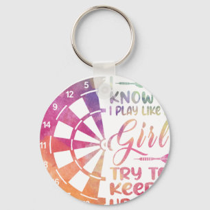 Darts Women Gift Arrows Field Team Play Like a Gir Key Ring