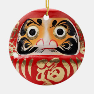 Daruma doll ceramic tree decoration