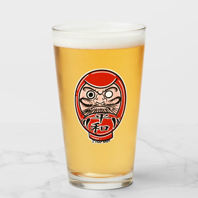 Daruma Doll Craft Beer  Pint Glass (Front Filled)