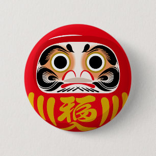 Daruma doll (traditional Japanese good luck charm) 6 Cm Round Badge