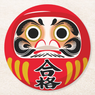 Daruma doll (traditional Japanese good luck charm) Round Paper Coaster
