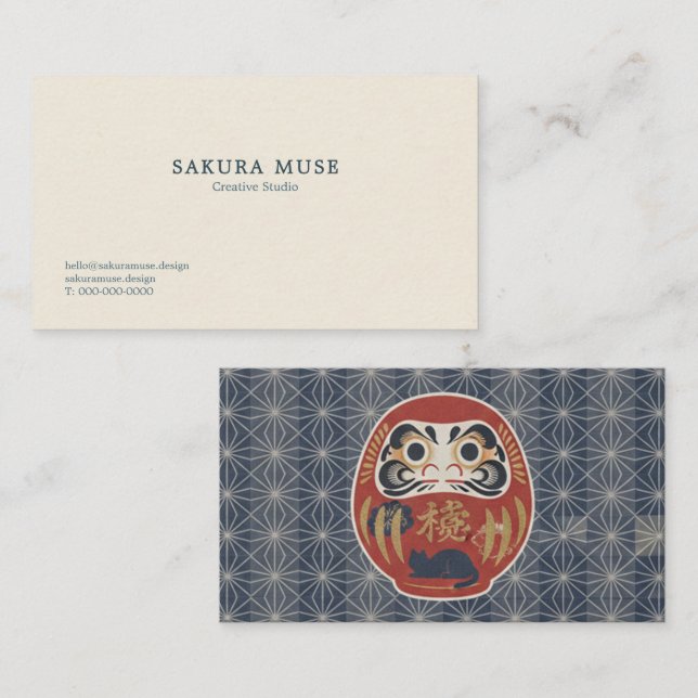 Daruma & Hidden Cat Business Cards (Front/Back)