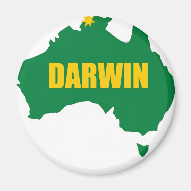 Darwin Green and Gold Map Magnet (Front)