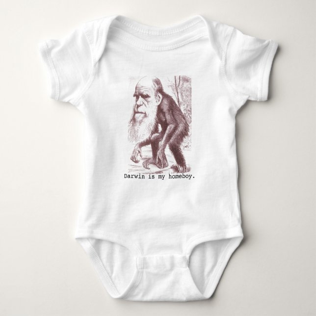Darwin is my homeboy baby bodysuit (Front)