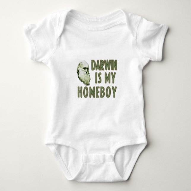 Darwin is my homeboy baby bodysuit (Front)