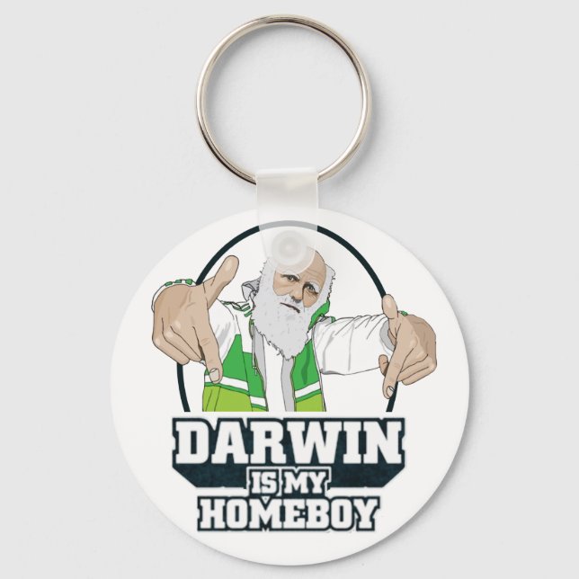 Darwin Is My Homeboy (Full Colour) Key Ring (Front)