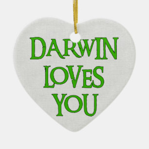 Darwin Loves You Ceramic Tree Decoration
