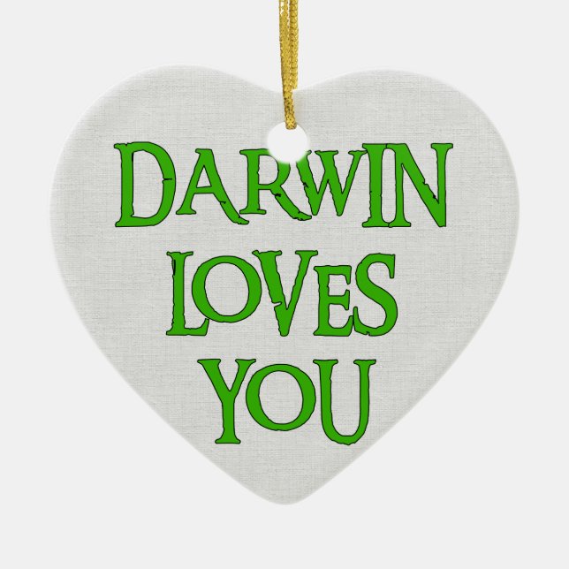 Darwin Loves You Ceramic Tree Decoration (Front)
