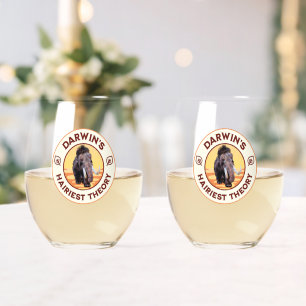 Darwin’s Hairiest Theory Cute Woolly Mammoth Stemless Wine Glass