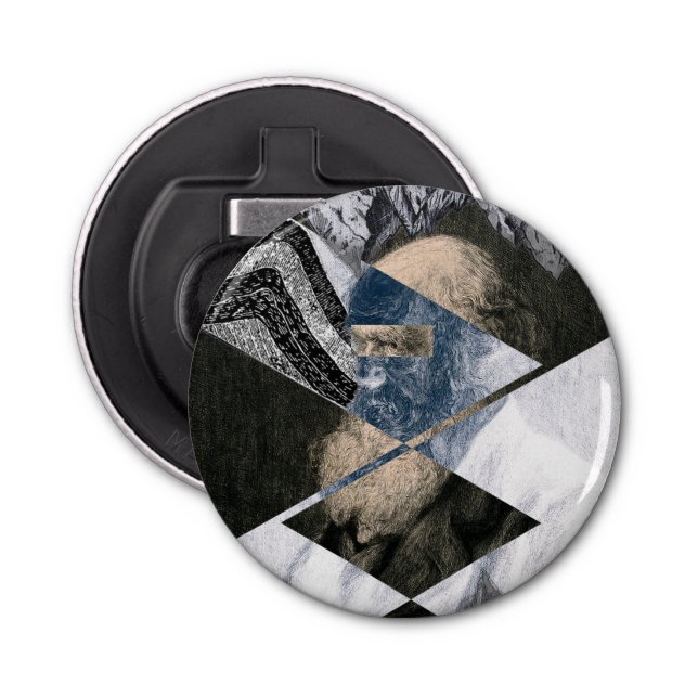 Darwin Was a Geologist Button Bottle Opener (Front)