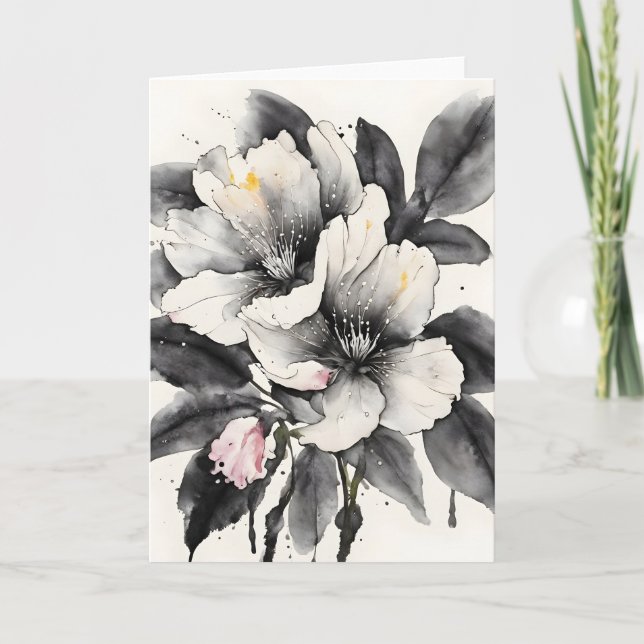 Darwin's Slipper - Watercolor flowers Card (Front)