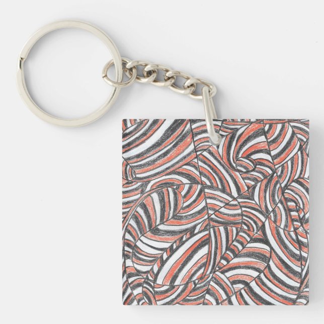 Darya | Abstract Hand-Drawn Art  Key Ring (Front)