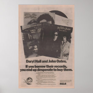 Daryl Hall & John Oates Poster - 1977 original NME