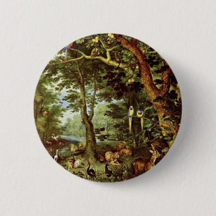 Das Paradies By Jan Brueghel The Elder (Best Quali 6 Cm Round Badge