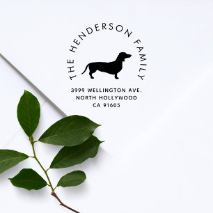 Daschhund Sausage Dog Custom Family Return Address Rubber Stamp