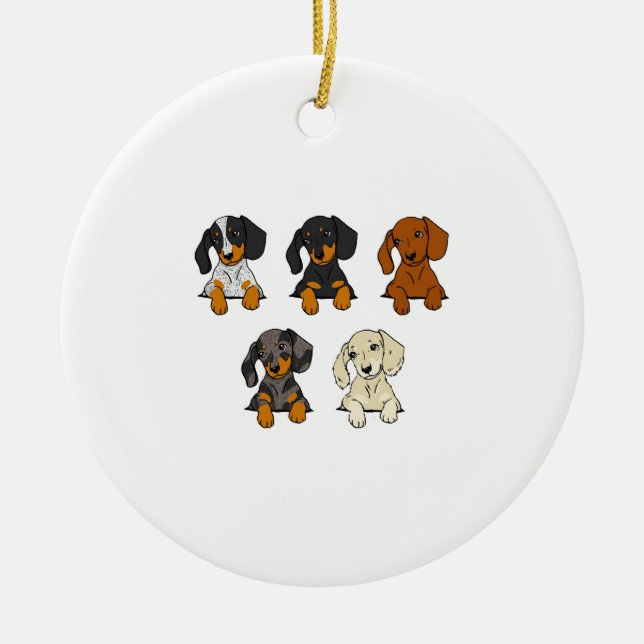 Daschund Ceramic Tree Decoration (Front)