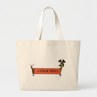 Daschund Dog Customisable, <YOUR TEXT> Large Tote Bag