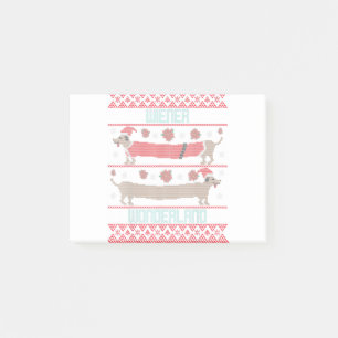 Daschund Sausage Dog Ugly Christmas Sweater Dog Mo Post-it Notes