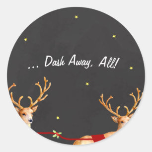 Dash Away, All! Christmas Reindeer Sticker