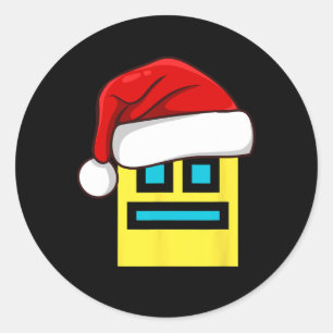 Dash Geometry Repeat Christmas Santa Hat Game Vide Classic Round Sticker