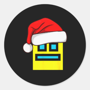 Dash Geometry Repeat Christmas Santa Hat Game Vide Classic Round Sticker