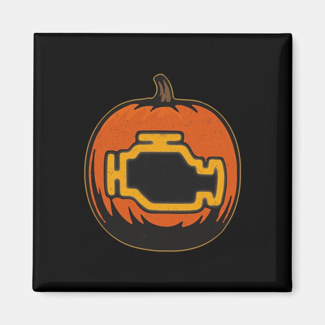 Dashboard Car Check Engine Funny Pumpkin Halloween Magnet (Front)