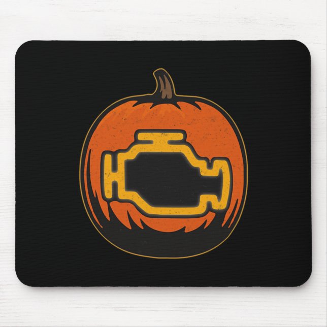 Dashboard Car Check Engine Funny Pumpkin Halloween Mouse Pad (Front)