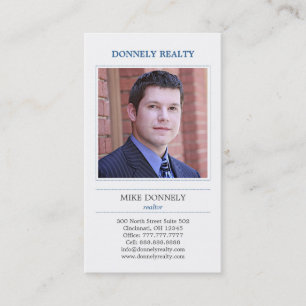 Dashed Border (Navy) Photo Business Card