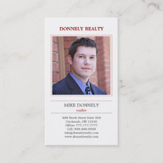 Dashed Border (Red) Photo Business Card