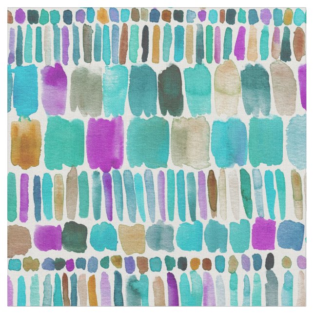 DASHED Colourful Stripe Boho Watercolor Pattern Fabric (Close Up)